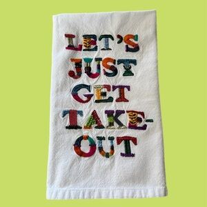 Anthropologie X Yolanda Andrés Colorful Embroidered Kitchen Towel White Cotton